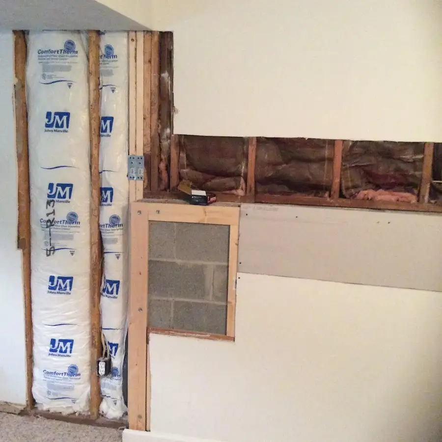 Wall insulation replacement during Basement Flood Cleanup in Minnehaha
